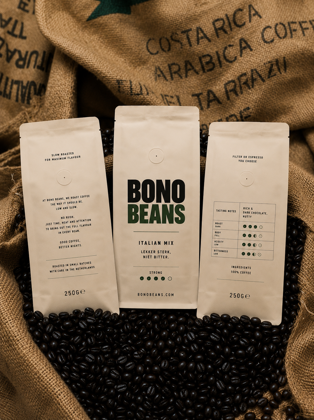 BONO Beans Italian Blend — 1 kg hele koffiebonen